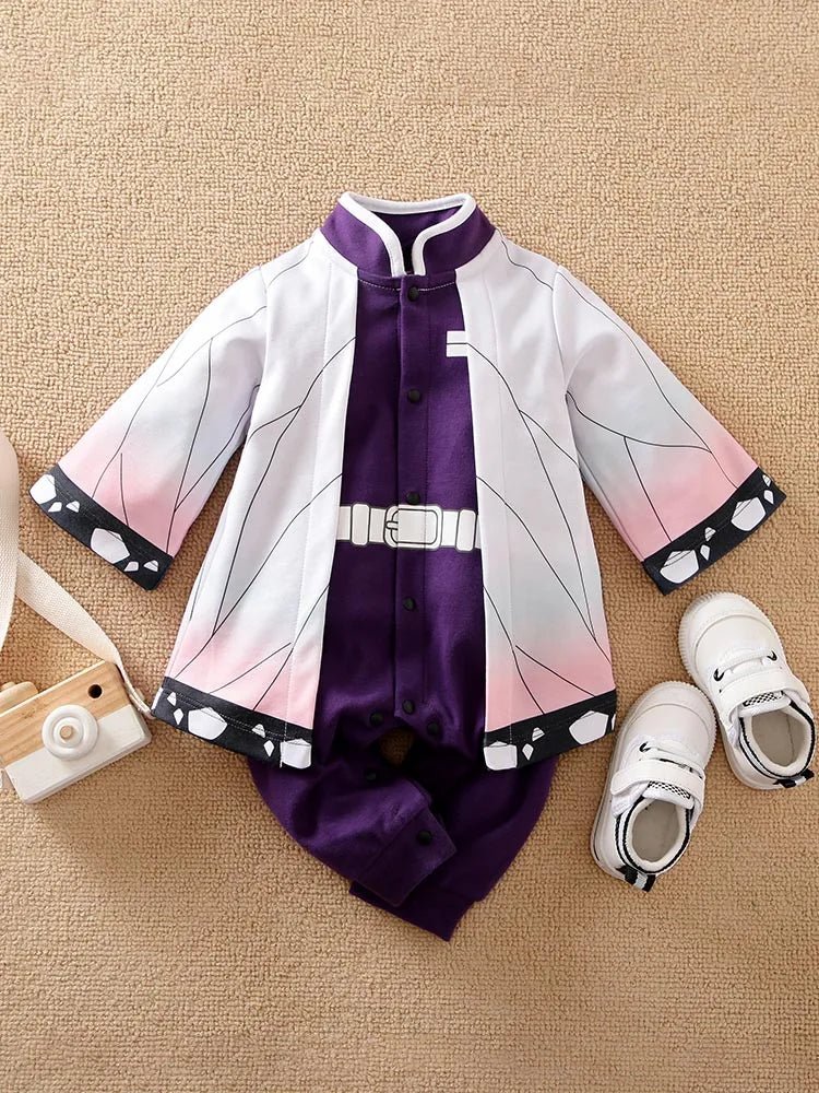 0-18m Newborn Clothing Anime Style Butterfly Role-Playing Spring And Autumn Boys And Girls Long Sleeved Baby Jumpsuit Lavender