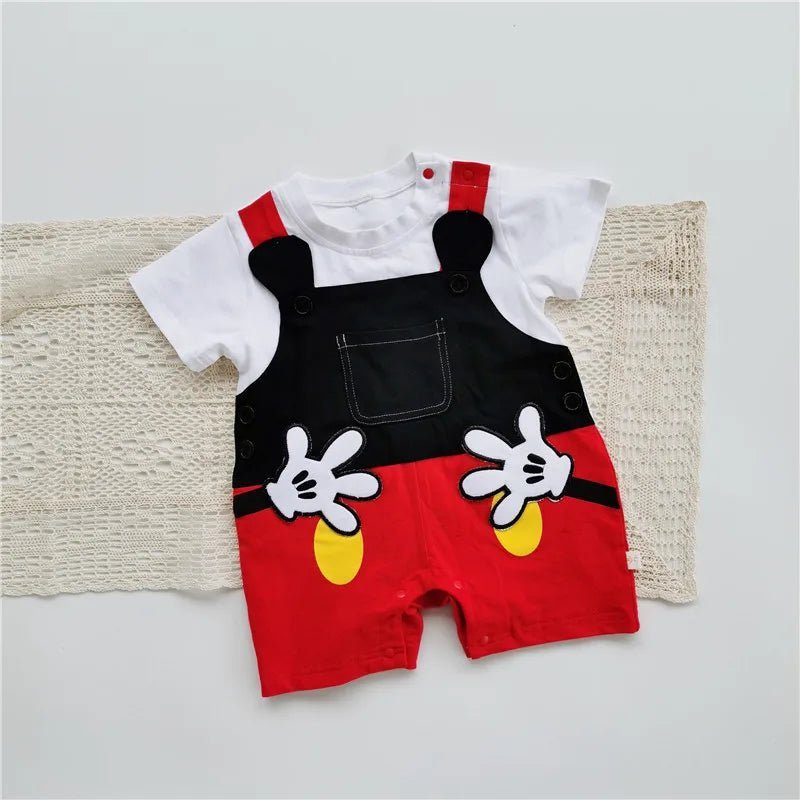 0-2 Years Old Baby Clothes Cute Cartoon Character Mickey Shape Jumpsuit Summer Cotton Boys and Girls Short Sleeve Jumpsuit 1