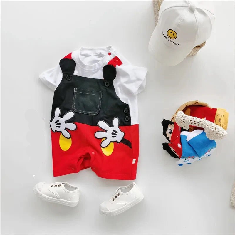 0 - 2 Years Old Baby Clothes Cute Cartoon Character Mickey Shape Jumpsuit Summer Cotton Boys and Girls Short Sleeve Jumpsuit - Thandynie