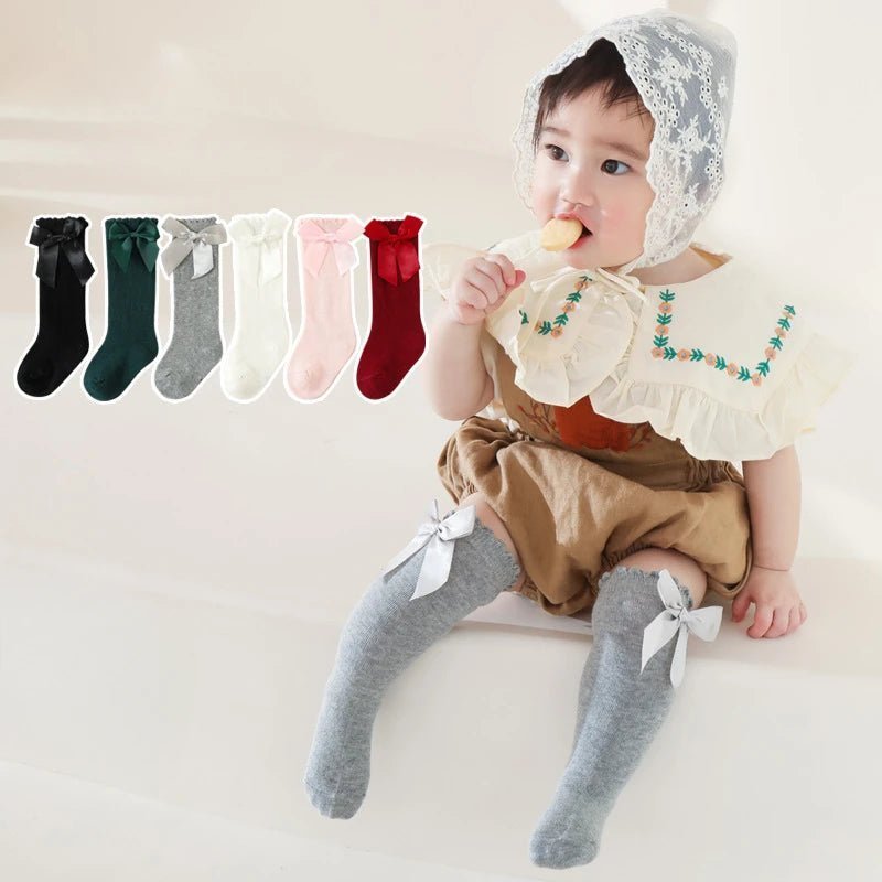 0-5Years Baby Big Bow Socks Girls Princess Socks Long Tube Loose SocksCotton Baby Girls Socks