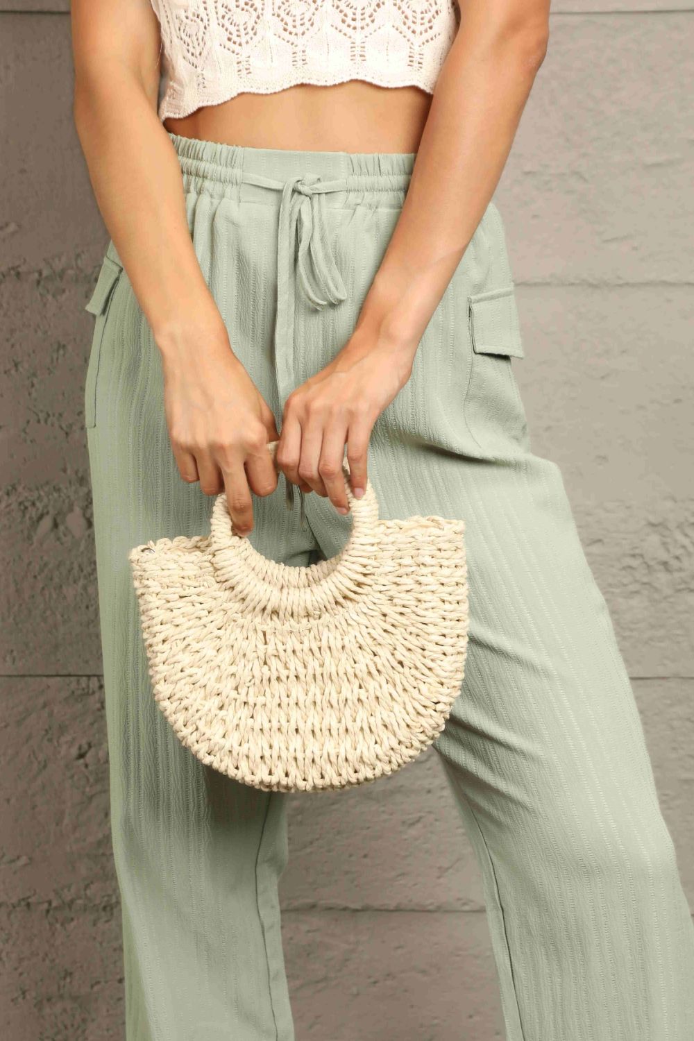 Adored Crochet Crossbody Bag Khaki One Size