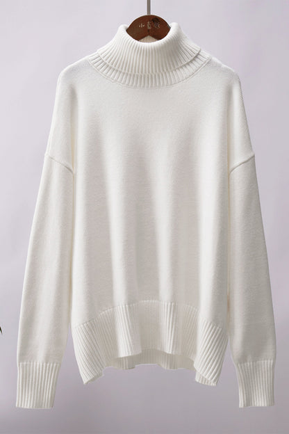 Turtle Neck Dropped Shoulder Sweater