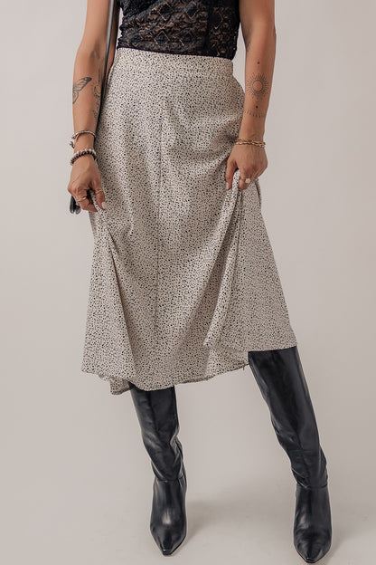 Speckle High Waist Midi Skirt Heather Gray