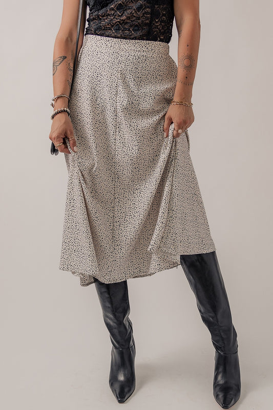 Speckle High Waist Midi Skirt Heather Gray