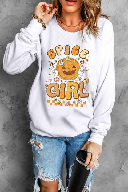 Round Neck Long Sleeve SPICE GIRL Graphic Sweatshirt Halloween