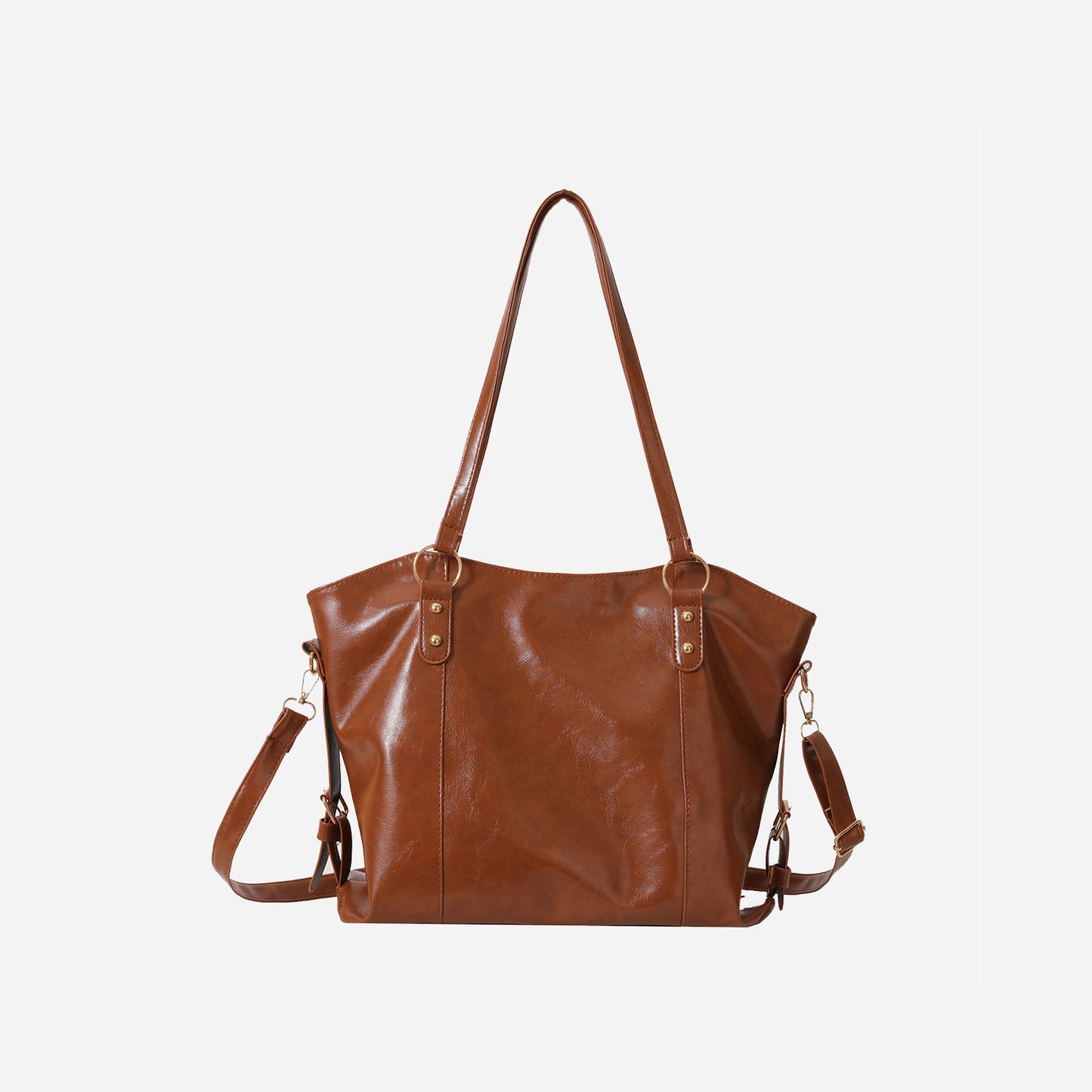 PU Leather Tote Bag Caramel One Size