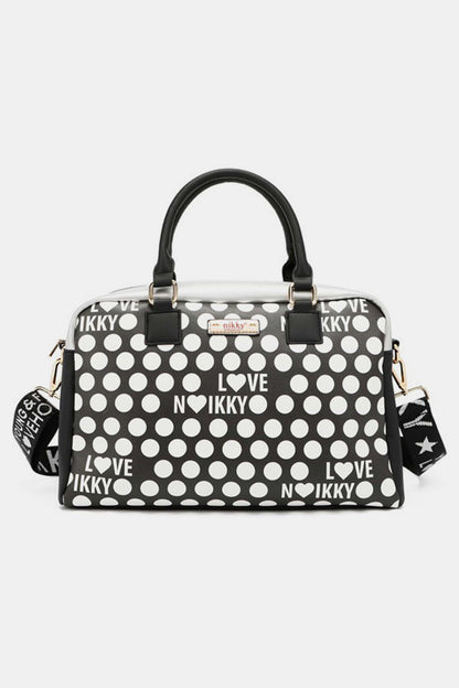 Nicole Lee USA Contrast Polka Dot Handbag Black One Size