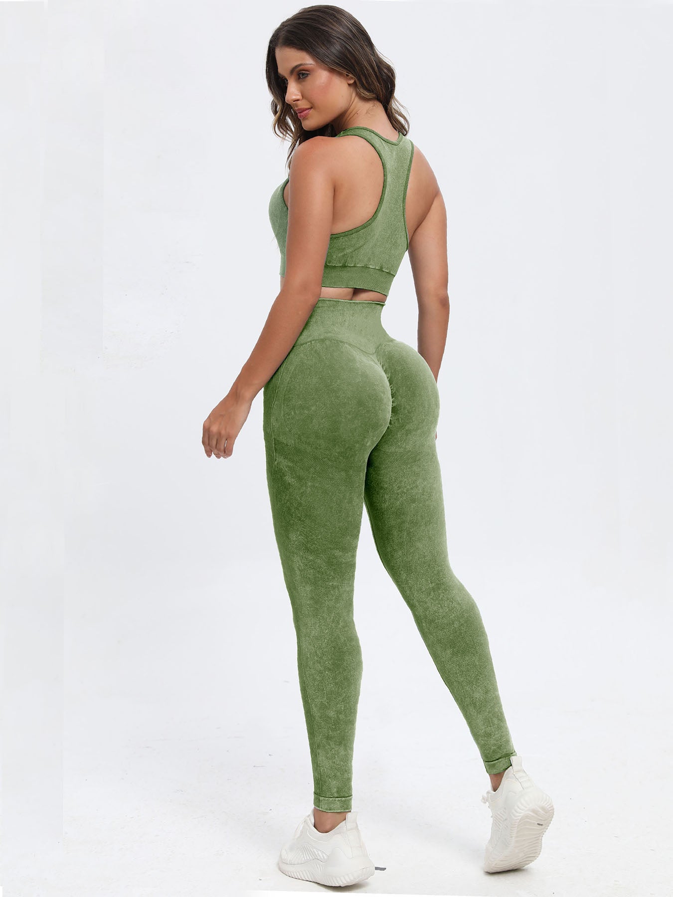 Scoop Neck Wide Strap Top and Pants Active Set Matcha Green