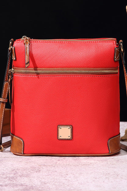 PU Leather Crossbody Bag Red One Size