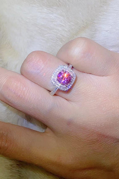 1 Carat Moissanite Two-Tone Ring Pink