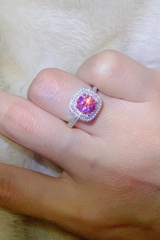 1 Carat Moissanite Two-Tone Ring Pink