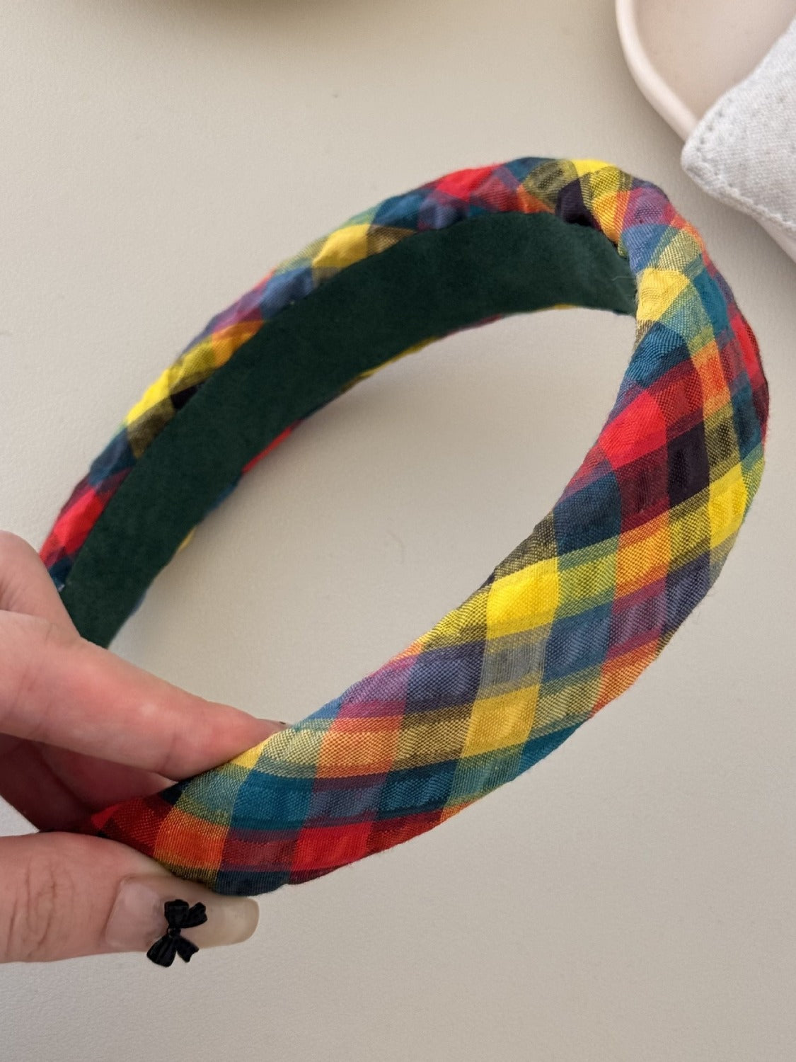 Colorful Polyester Hair Headband Plaid One Size