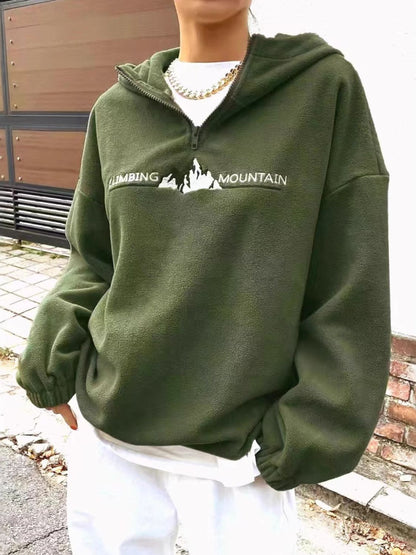 Mountain Quarter Zip Long Sleeve Hoodie Army Green