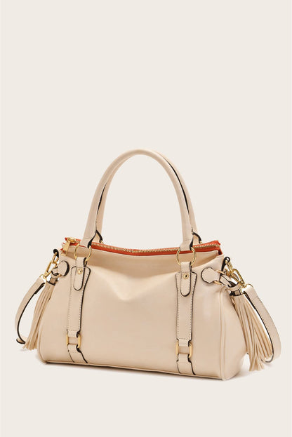 PU Leather Handbag Ivory One Size