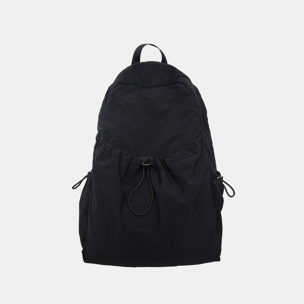 Drawstring Nylon Backpack Bag Black One Size