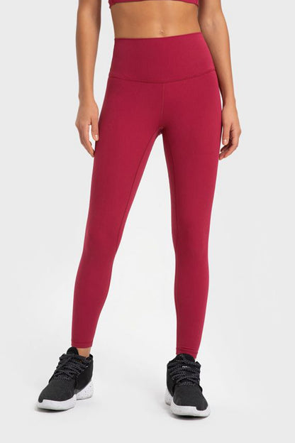 Highly Stretchy Wide Waistband Yoga Leggings Red