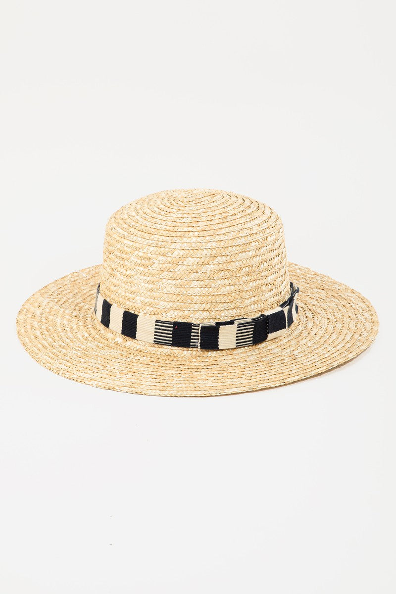 Fame Strap Wide Brim Straw Hat BK One Size