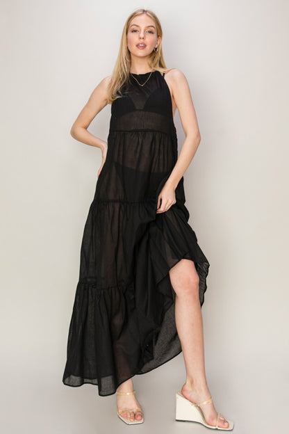 HYFVE Halter Neck Cover Up Maxi Dress Black