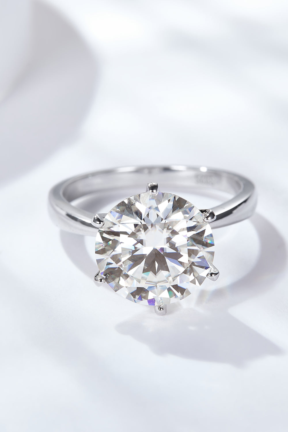 Platinum-Plated 5 Carat Moissanite Solitaire Ring