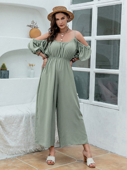 Spaghetti Strap Wide Leg Jumpsuit Sage