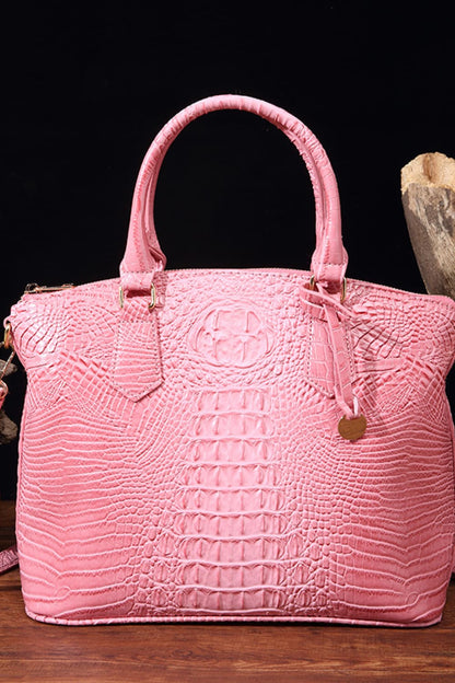 PU Leather Handbag Pink One Size