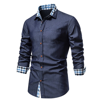 Men's Casual Denim Long-sleeved Shirt