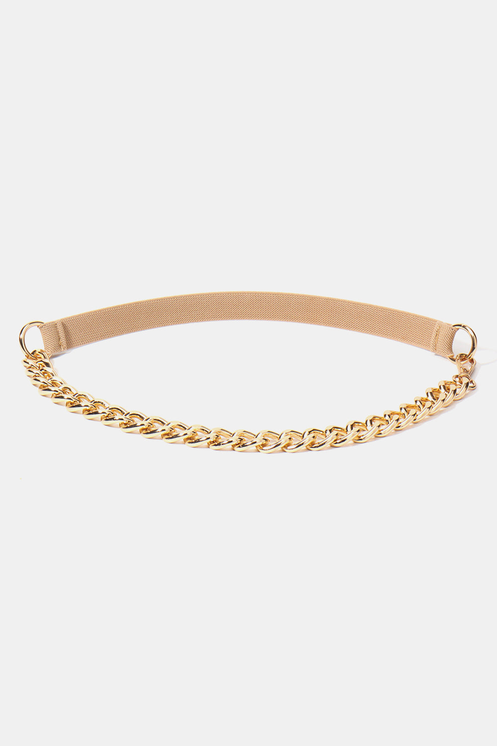 Half Alloy Chain Elastic Belt Cream Gold One Size