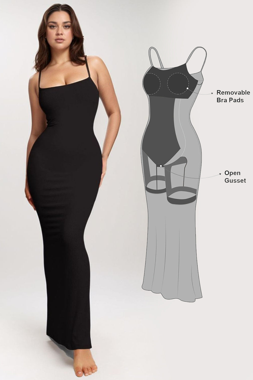 Basic Bae Built-In Shapewear Sleeveless Maxi Dress Black