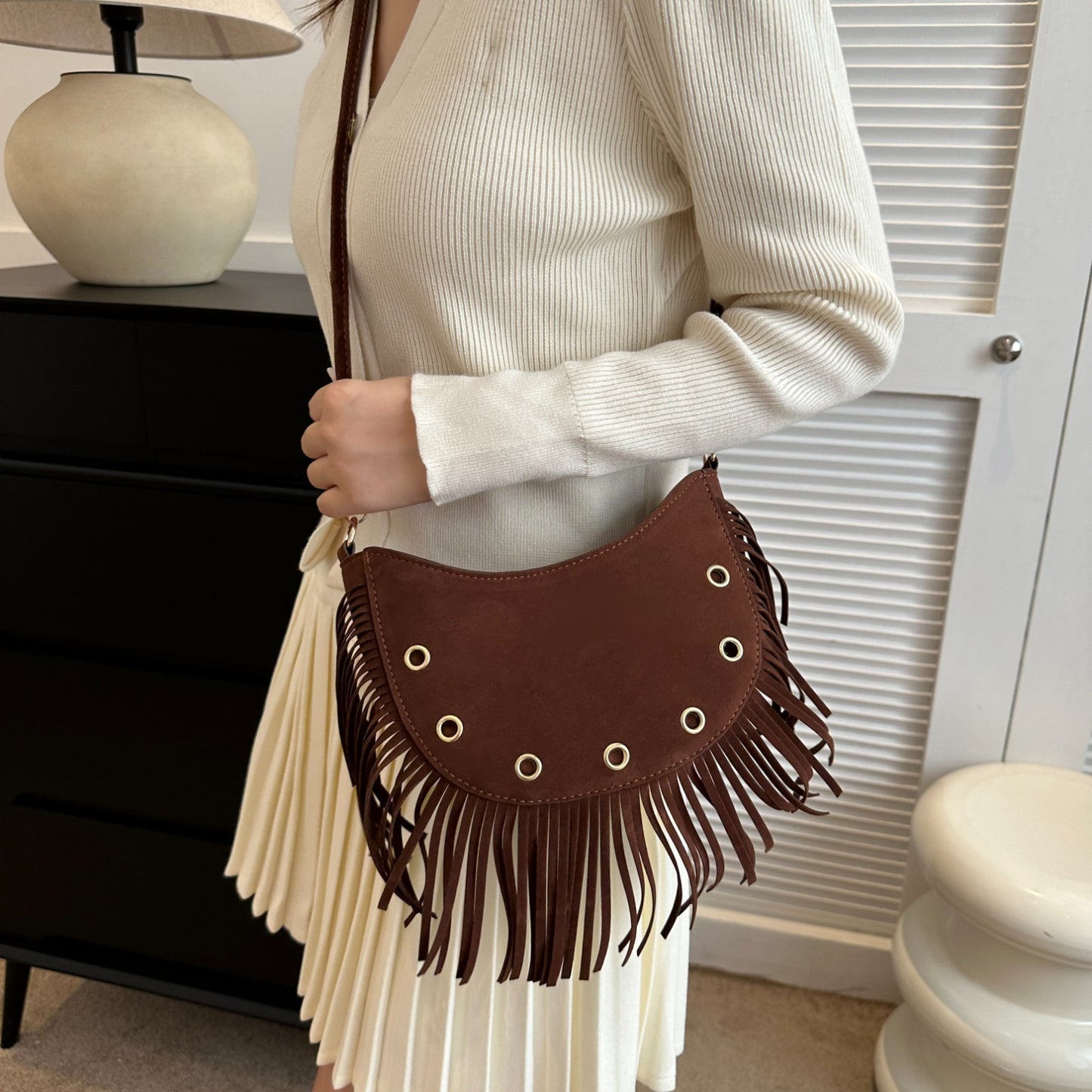 Fringe Detail Crossbody Bag - Thandynie