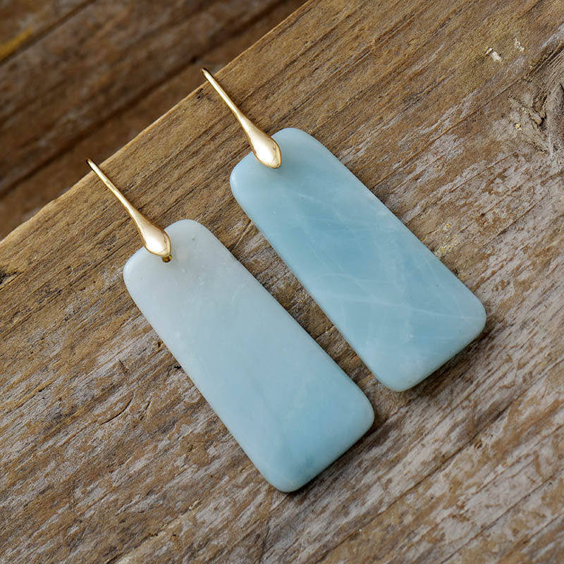 Natural Stone Geometric Shape Earrings - Thandynie