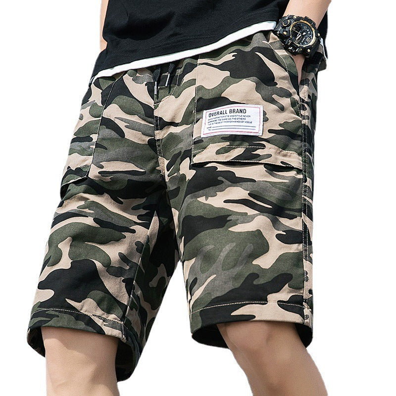 Washed Overalls Camouflage Shorts Men