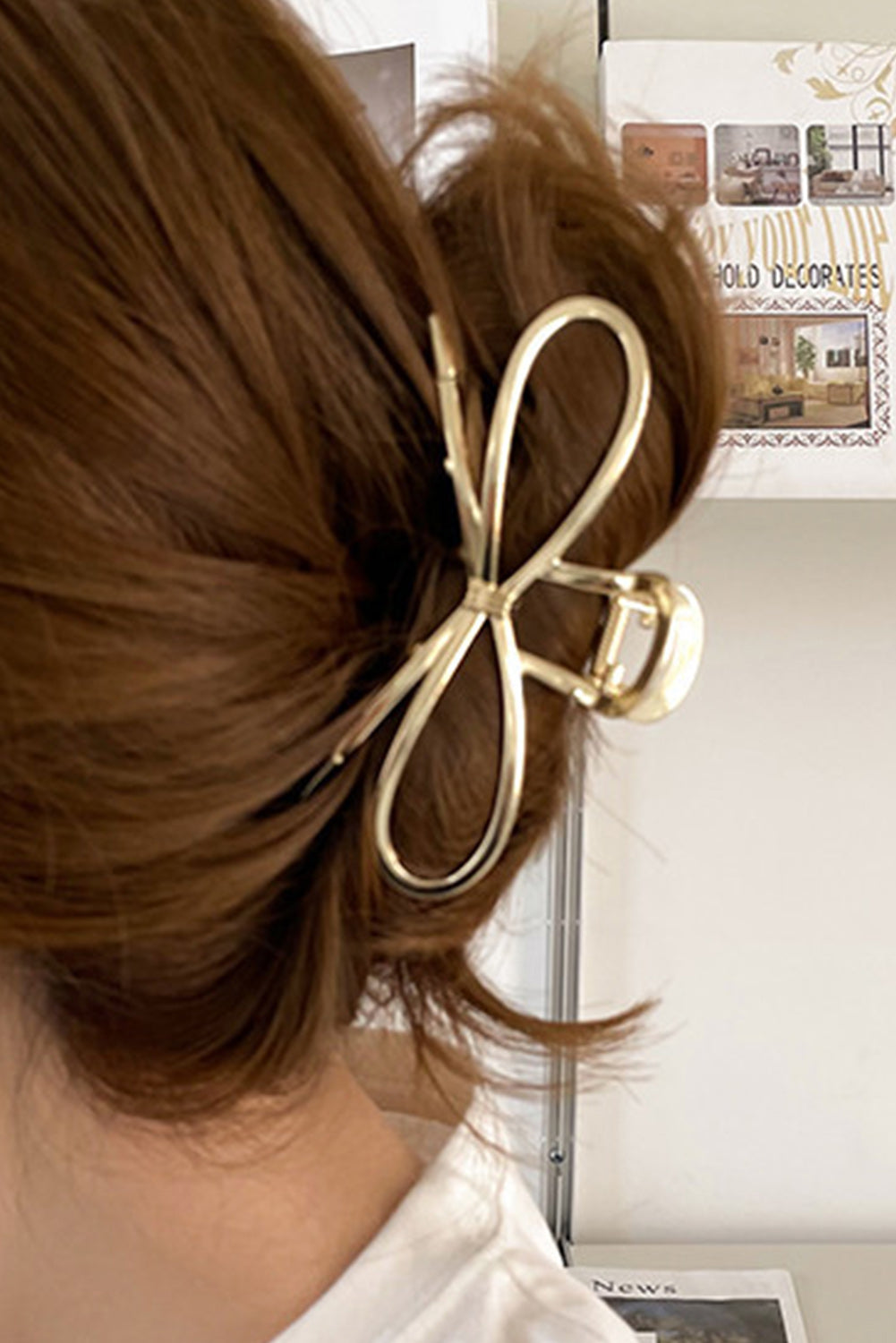 Gold Bowknot Shape Claw Clip Gold ONE SIZE Alloy