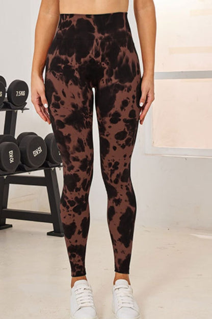 Tie-Dye High Waist Active Leggings Brown