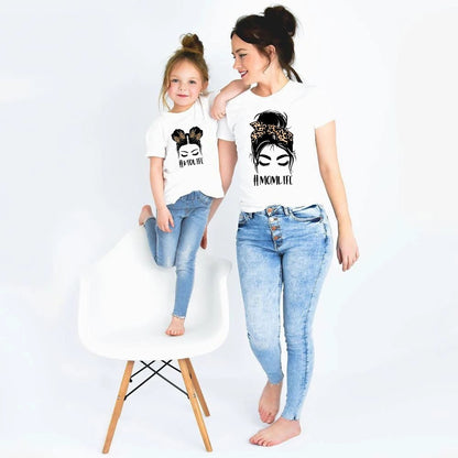 Family Matching Cotton Print Short Sleeves - Father, Mother & Daughter T-Shirts