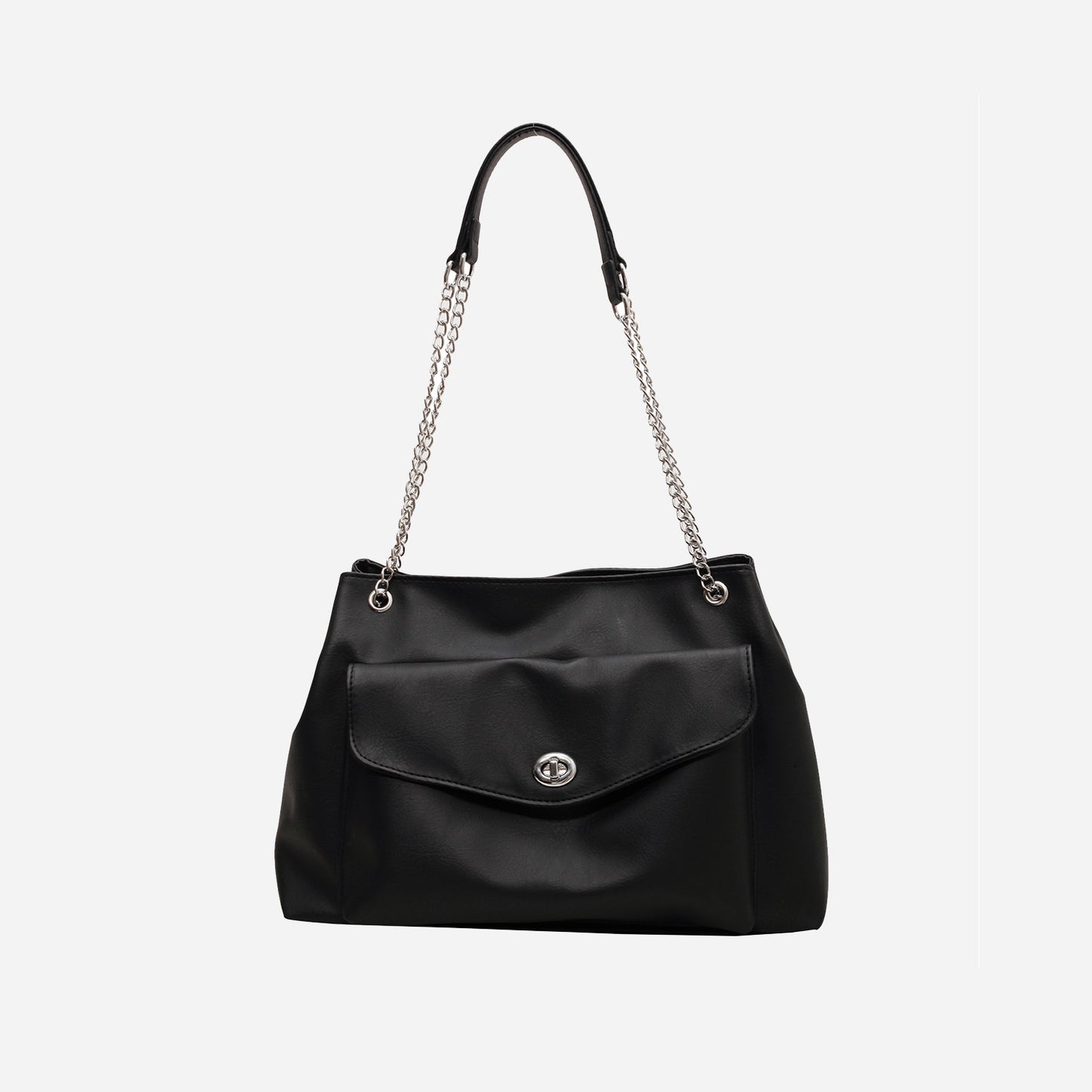 PU Leather Shoulder Bag Black One Size