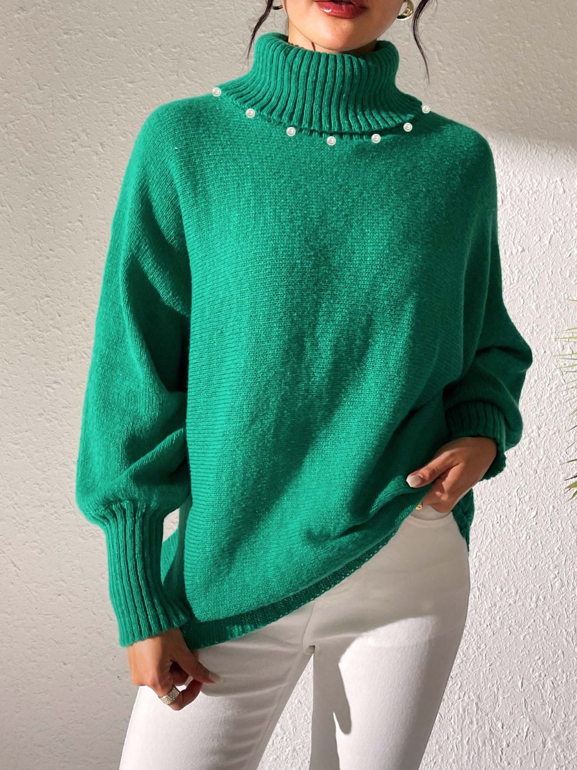 Turtleneck Long Sleeve Sweater Green