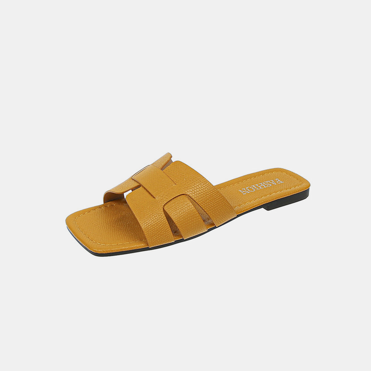 Open Toe PU Leather Sandals Mustard