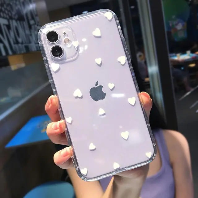 Heart Print Pattern Phone Case White iPhone X XS