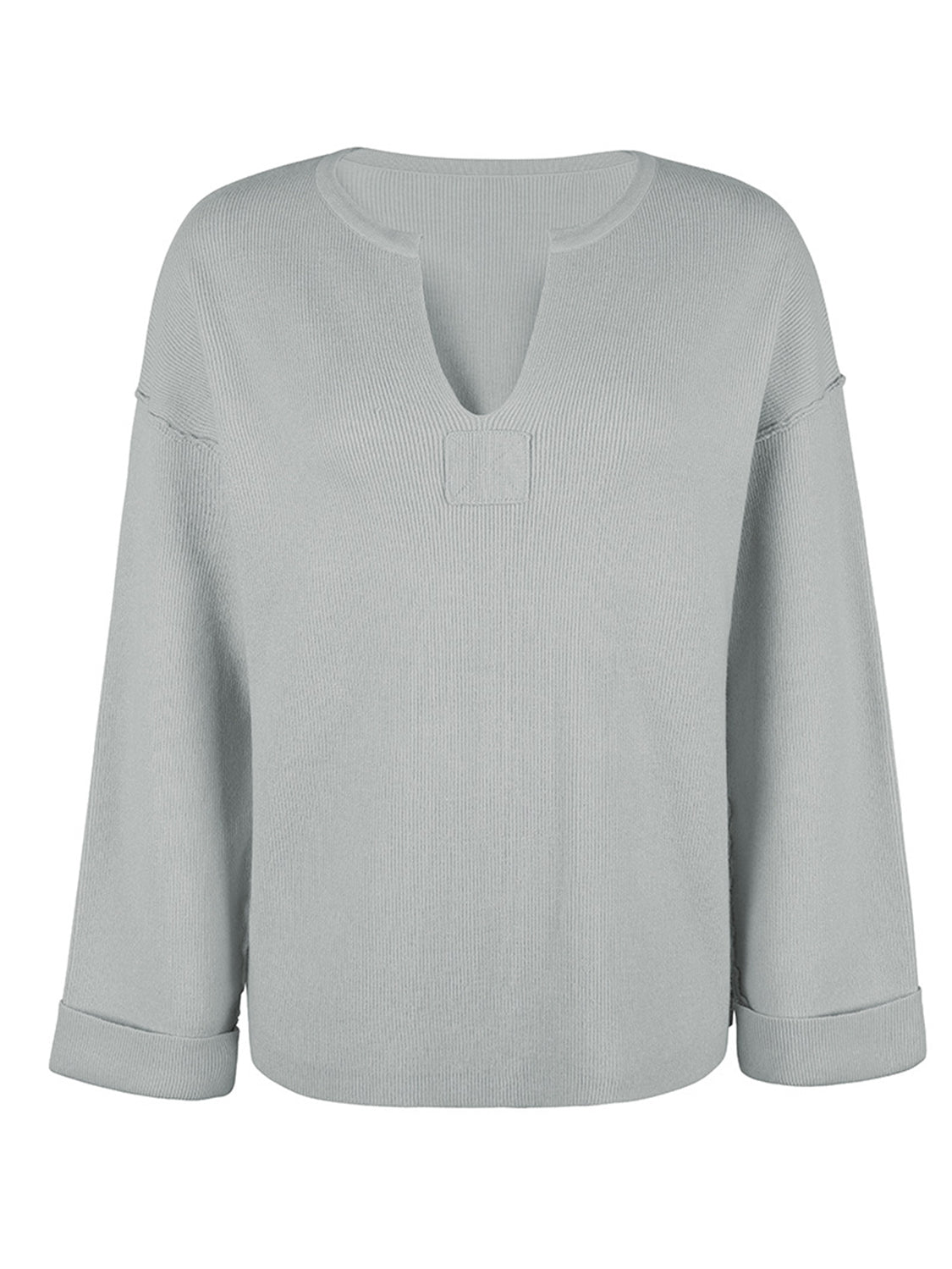 Notched Dropped Shoulder Sweater