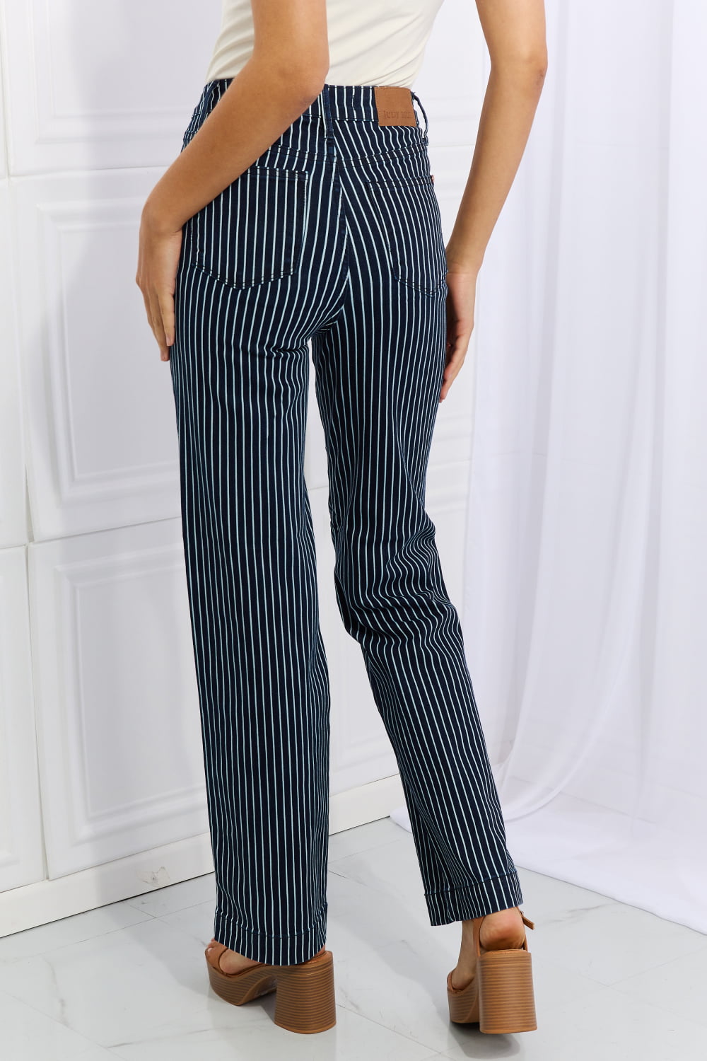 Judy Blue Cassidy Full Size High Waisted Tummy Control Striped Straight Jeans | Chic & Comfortable Denim