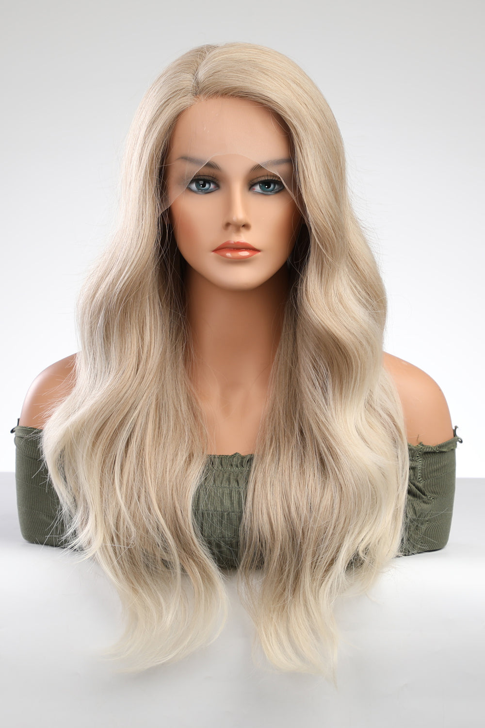 13*2" Lace Front Wigs Synthetic Long Wave 25" 150% Density Blonde One Size