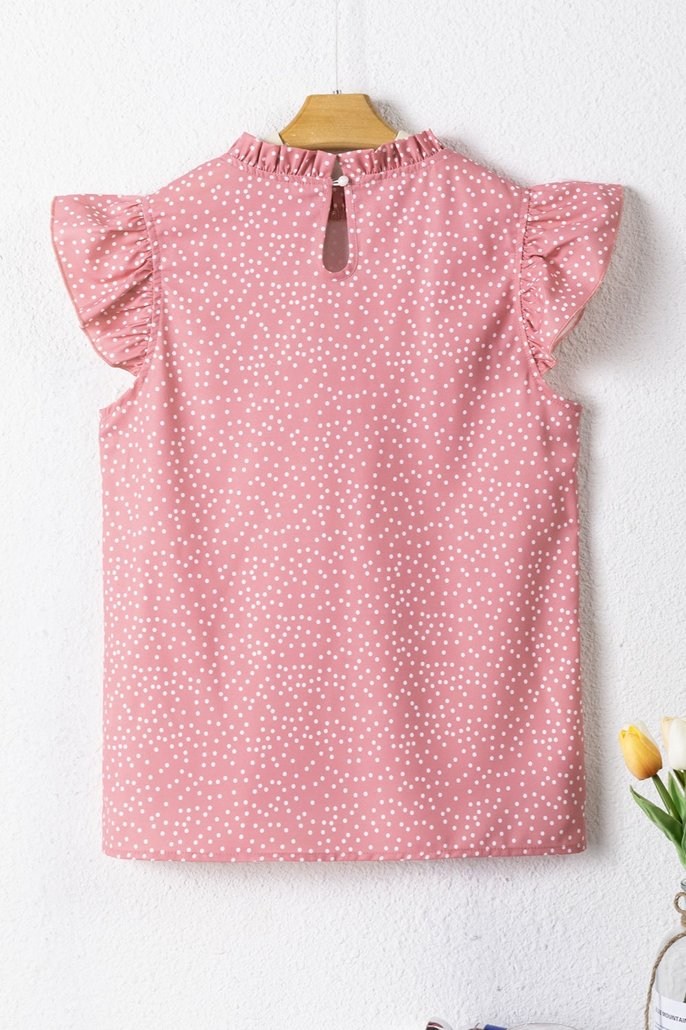 Frill Polka Dot Cap Sleeve Blouse