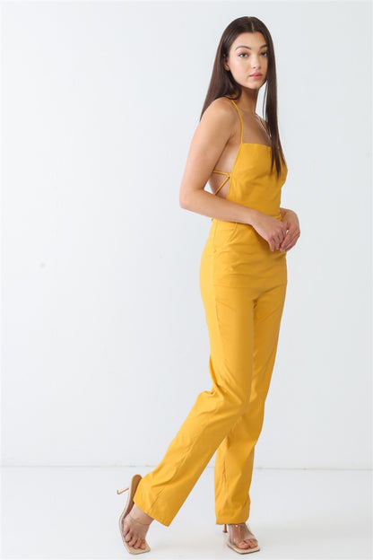 Doreli Group Backless Tied Spaghetti Strap Sleeveless Jumpsuit