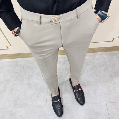 Men's tight suit pants Khaki