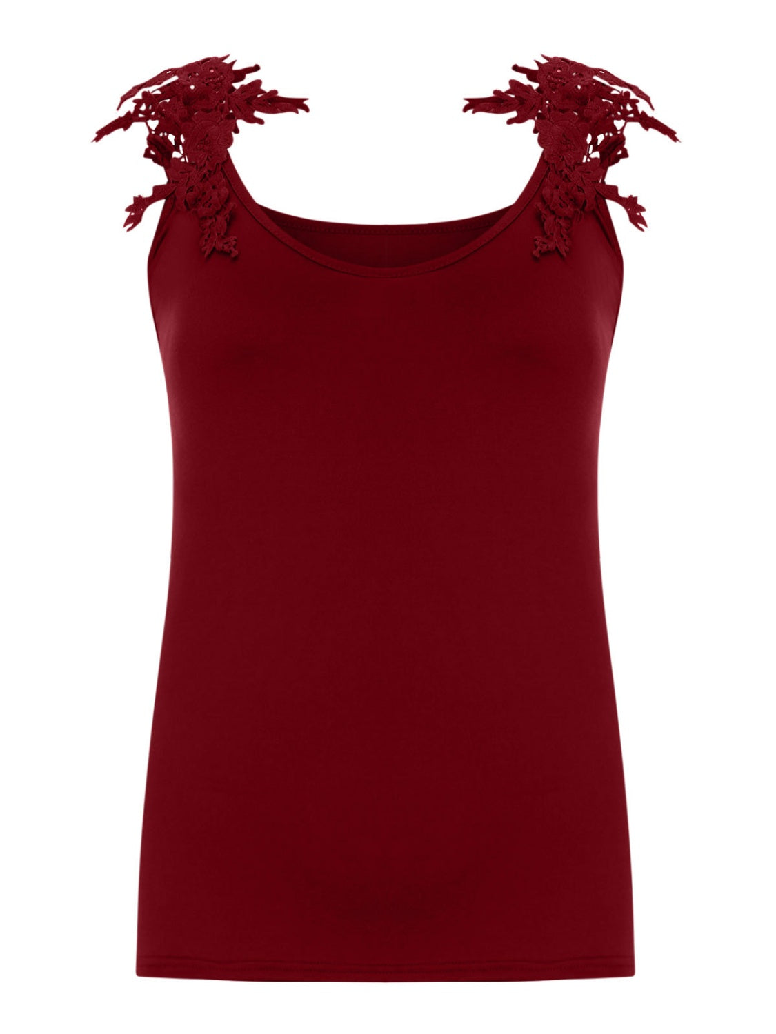 Full Size Lace Detail Scoop Neck Tank - Thandynie