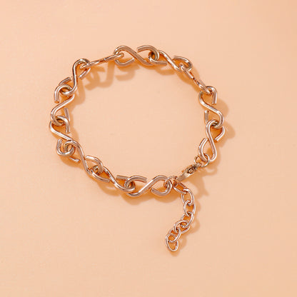 Stainless Steel Figure 8 Chain Link Bracelet Rose Gold One Size