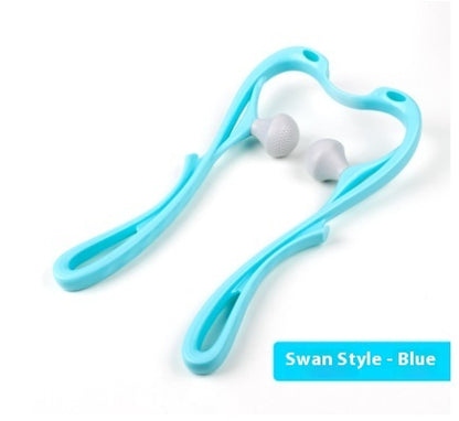 Multifunctional Manual Six-wheel Neck Massager Massage Relieve Roller Massage Tool Swan Blue