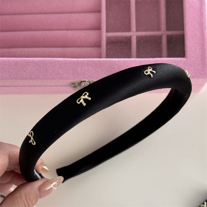 Alloy Bow Trim Headband Gold Black One Size