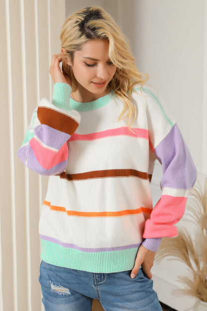 Round Neck Lantern Sleeve Sweater