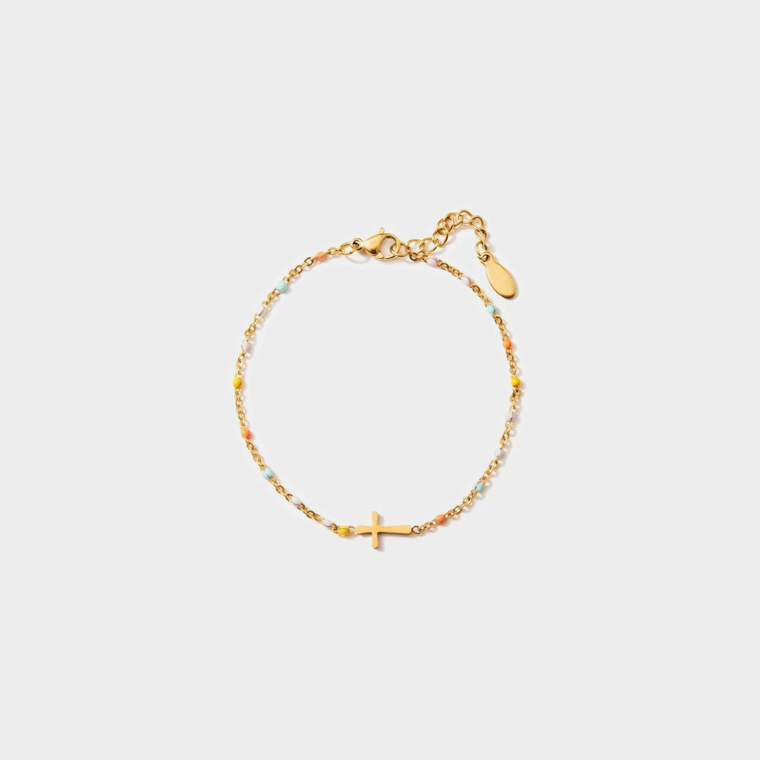 18K Gold-Plated Cross Bead Bracelet Gold One Size